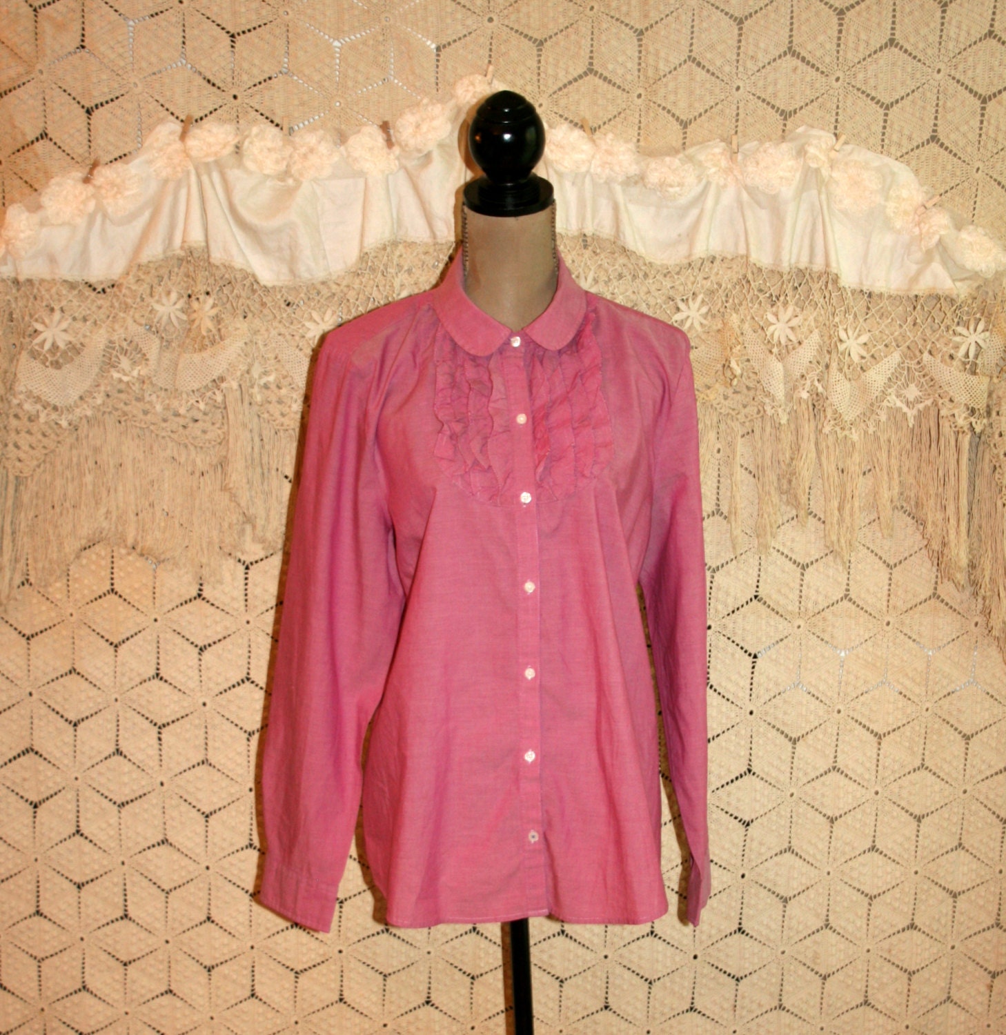 Dark Pink Blouse Long Sleeve Button Up Women by MagpieandOtis