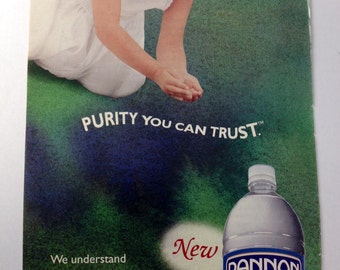 Dannon Water Old Ad, Magazine Ad Dannon Water, blond girl magazine Ad Dannon, Dannon Natural Water