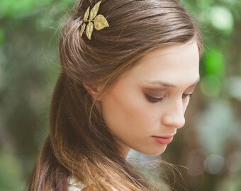 Gold Wedding Hair Clip Wedding Bobby Pin Wedding Hair Pin Leaf Bobby Pin Leaf Hair Pin Leaf Hair Clip Woodland Wedding Bridal Hair Accessory