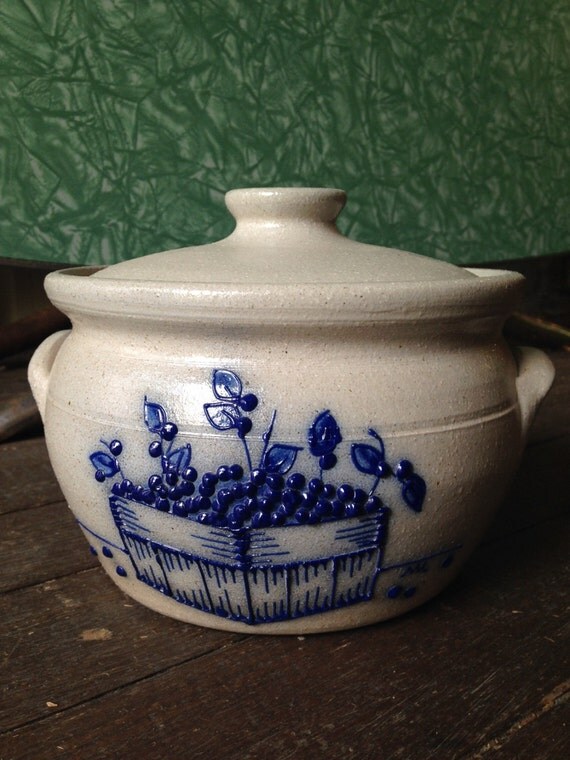 Vintage Salmon Falls Stoneware Pottery Blue Salt Glaze