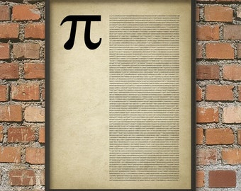 Pi (Digits) Wall Art Poster - Mathematics Student Gift Idea - Dorm Decoration