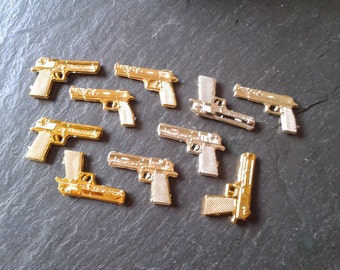 10 mini Gold or Silver James Bond tiny 007 spy guns thug life Partners in Crime birthday party cake toppers miniature doll Halloween supply