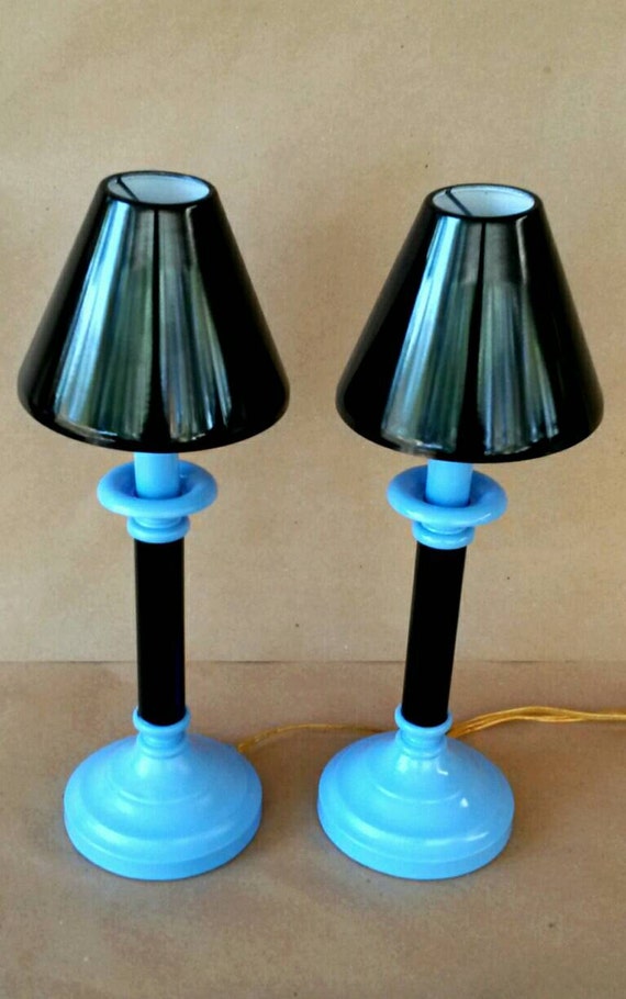 Desk Lamp Small Table Lamps Pair Blue & by MakingMidCenturyMod