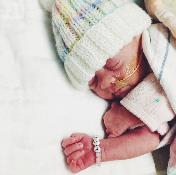 Hospital Bracelet Newborn Name Stretch Bracelet by SeamaidMarket