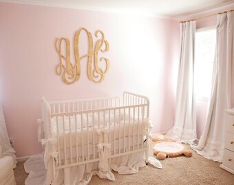 Unpainted Wooden Monogram - Three Letter Monogram - Vine Script Monogram - Monogram Wall Hanging - Monogram Door Hanger - Wooden Letters