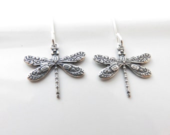 Little Dragonfly Earrings - Silver Dragonfly Earrings, Dragonfly Jewelry, Small Dragonfly Earrings, Sterling Silver Earrings, Hypoallergenic
