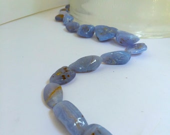 BLUE LACE AGATE. Large Freeform Nuggets 25x13mm to 37x30. 2mm hole