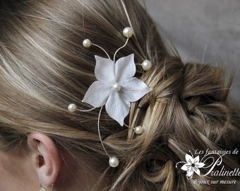 Peigne mariage cheveux fleur en satin de soie - Bridal silk flower haircomb