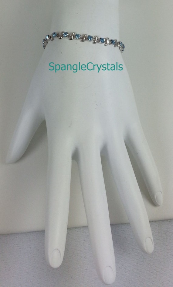 Items similar to Petite Tennis Bracelet Blue Skies Crystals with Silver