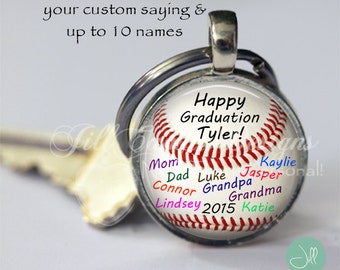GRADUATION GIFT - graduation present- personalized baseball keychain - graduation gift from group - unique graduation gift