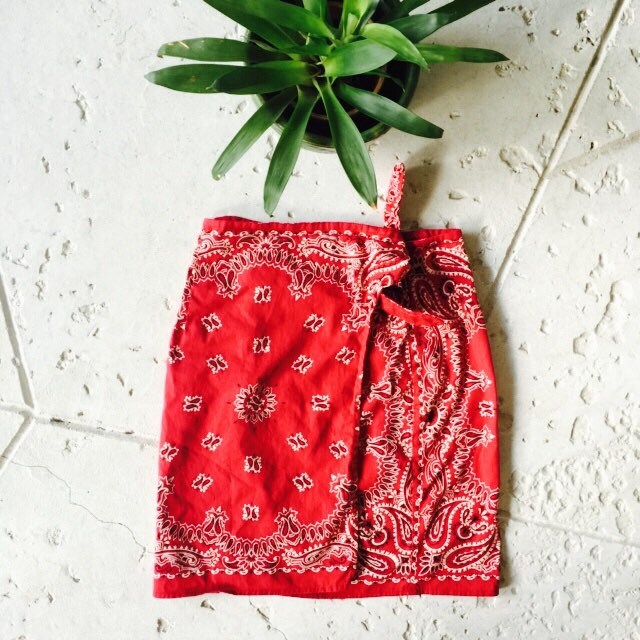 Red Bandana Mini Wrap Skirt // Retro Resort