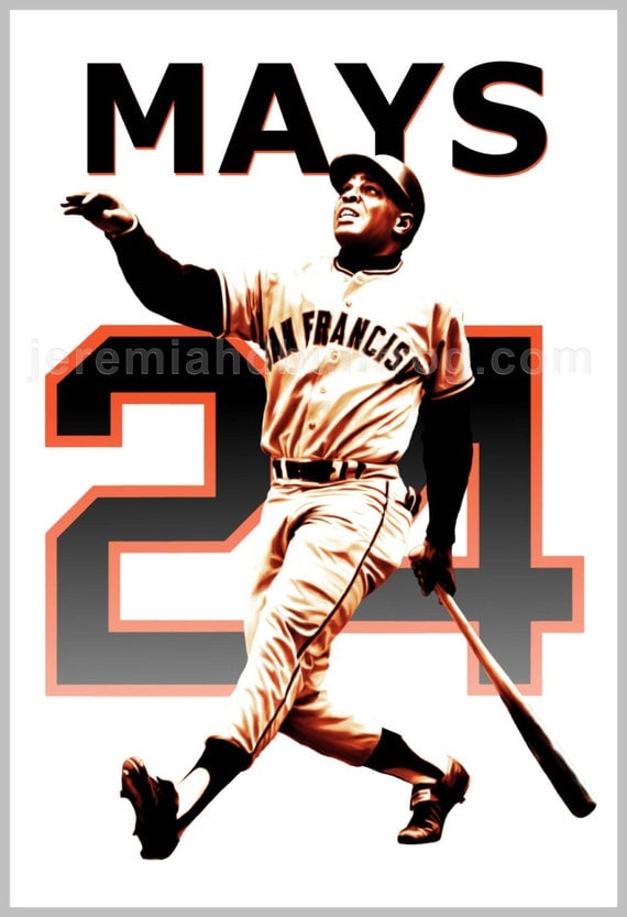 San Francisco Giants Willie Mays 24 Portrait by JeremiahDbullfroG