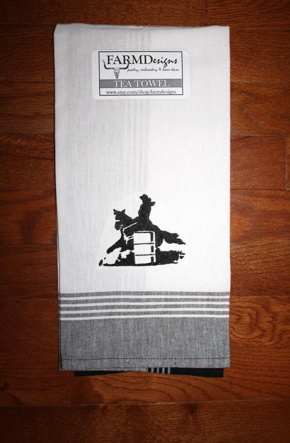  Barrel  racing  tea towel rodeo kitchen barrel  racer decor 