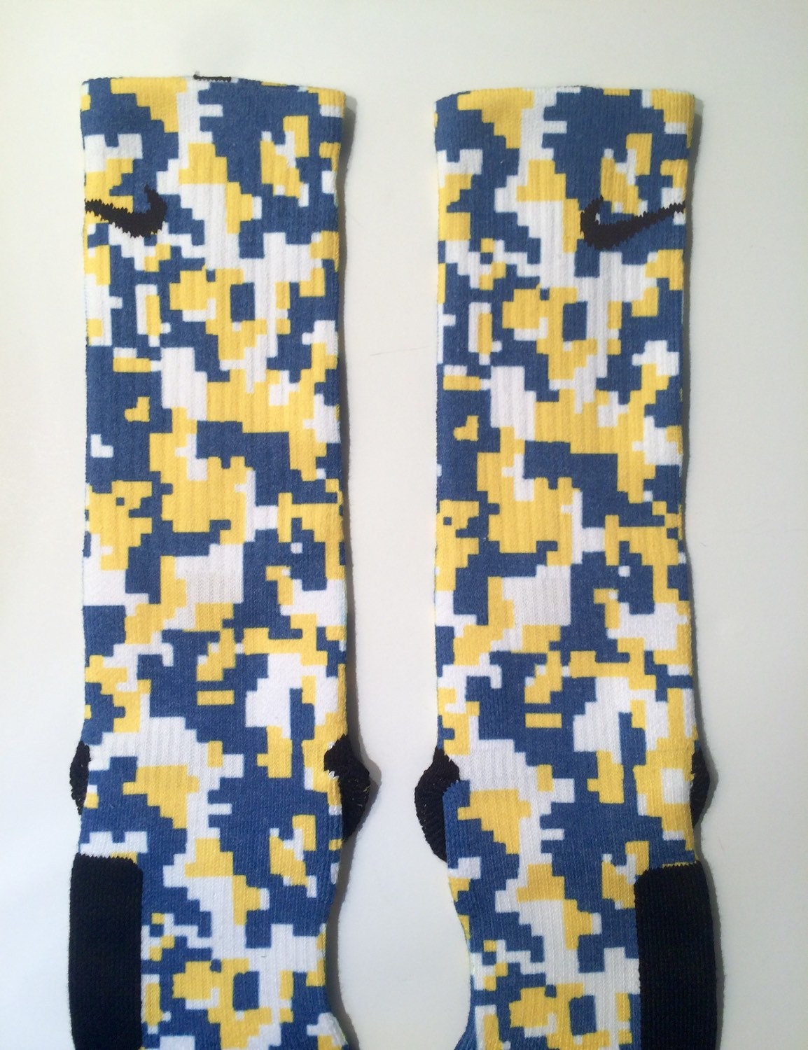 Blue and Gold Digital Camo Nike Elites by LeagueReady on Etsy