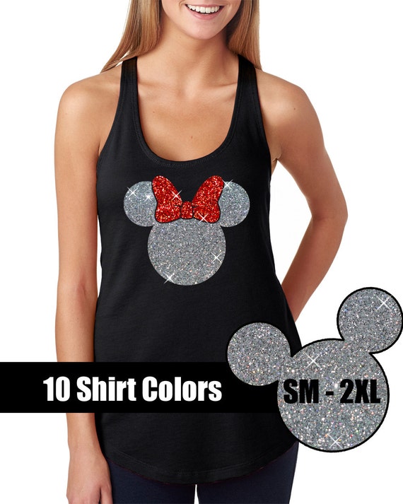 Glitter Minnie Mouse Tank    Disneyland Shirt    Disney