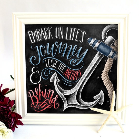 Nautical Decor Chalkboard Art Beach Art Anchor Chalk Art