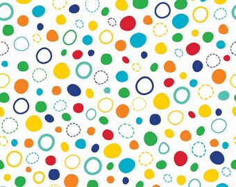 In The Ocean, Riley Blake C4112 Multi, Lesley Grainger, Bubbles, Spots & Dots Fabric, Cotton Childrens Fabric, Baby Quilt Fabric