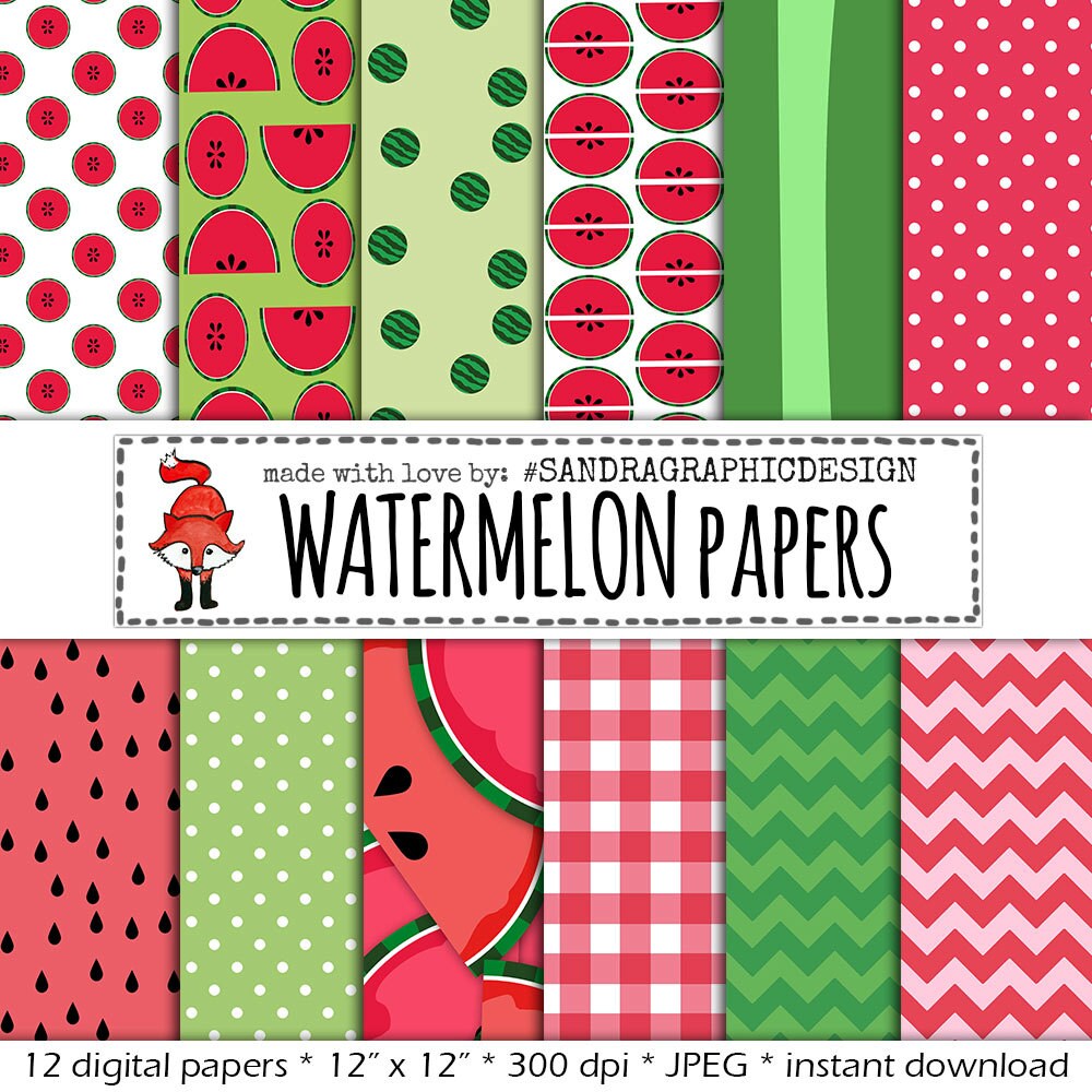 Download Digital Paper and Clipart: WATERMELON PAPER with