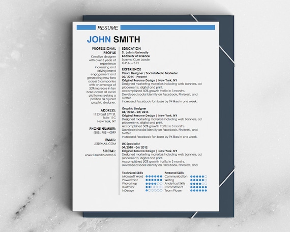 john smith professional modern resume and cover letter template for microsoft word