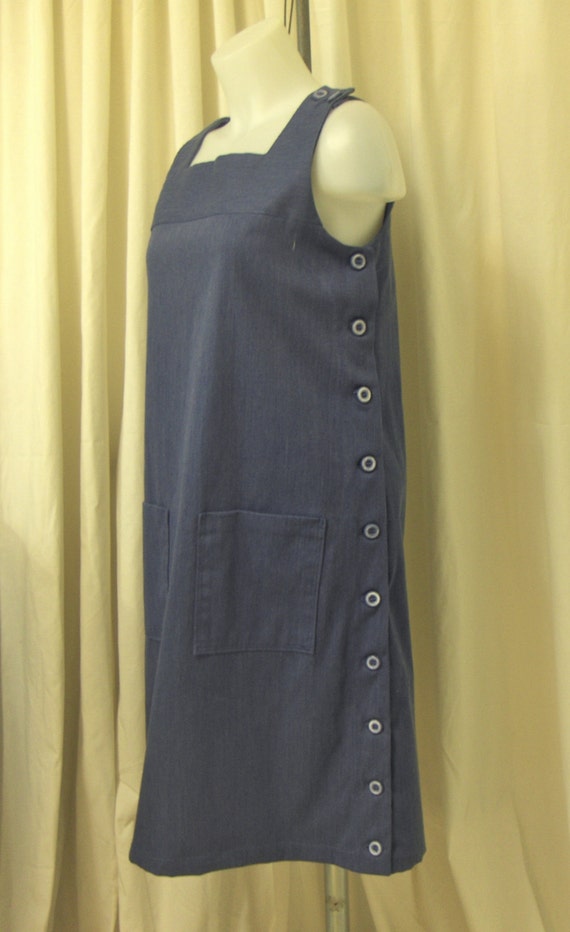 1970's Blue Cotton Twill Jumper with Side Button Closure