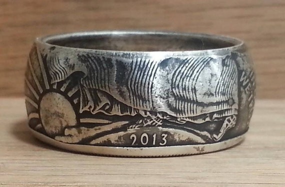 American Silver Eagle Coin Ring 999 pure silver by JoshsCoinRings