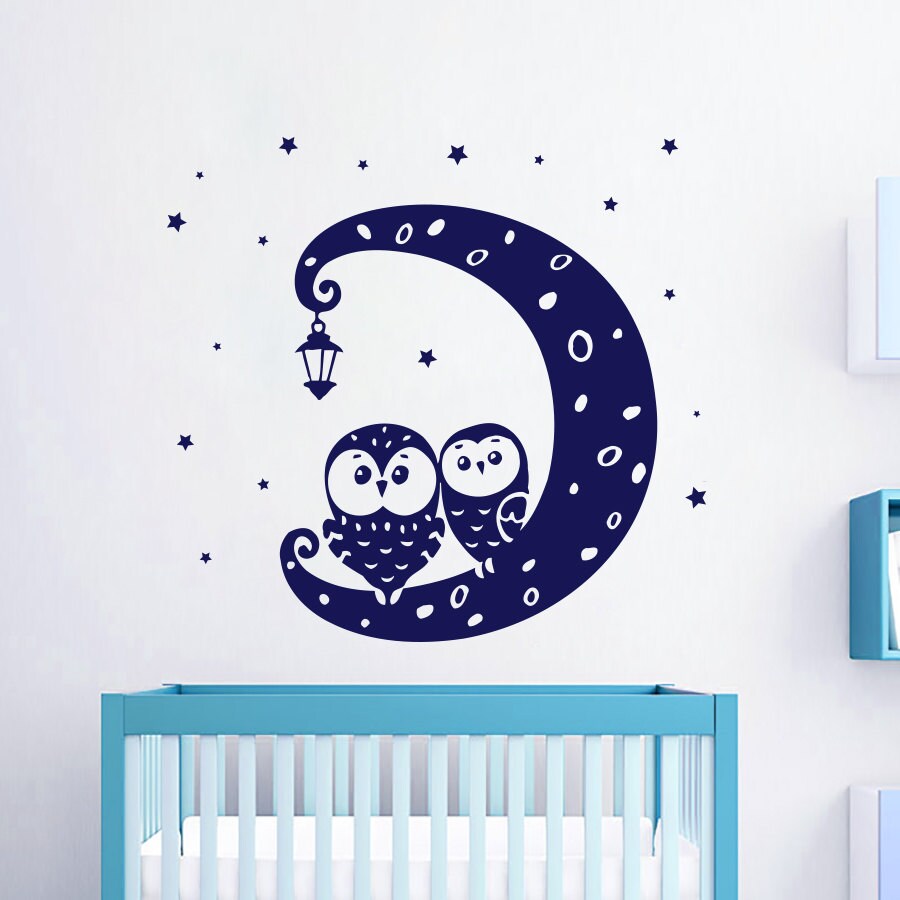 Owl Vinyl Decals Month Decal Wall Star Lantern Boy by CozyDecal