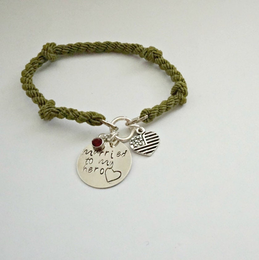 Hand stamped boot band bracelet for military by Lifeofamarinewife