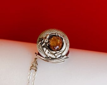 Dragon Locket Dragon Necklace Dragon Jewelry Dragon Gifts Serpent Photo Locket Necklace Secret Locket Antique Silver Gift for Her