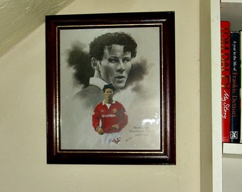 Ryan Giggs Manchester United Football Club Framed Print Sketch Sport Memorabilia Collectable Soccer Vintage Printed Signature Of Artist