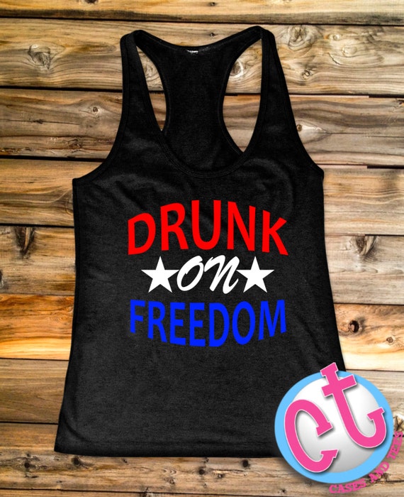 Womens Freedom 4th of July Racerback Tank Top by CasesandTees
