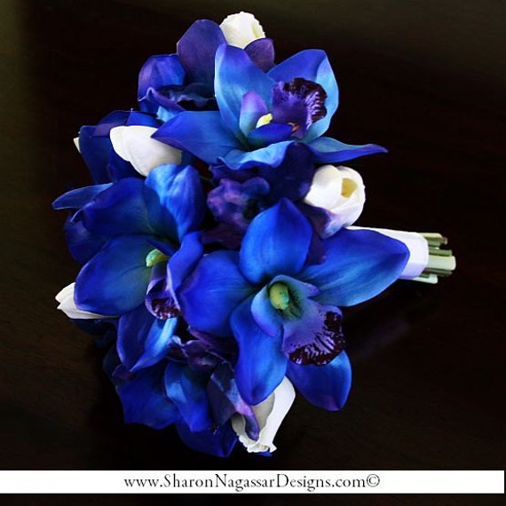 Blue orchids cobalt / royal / navy white by ...