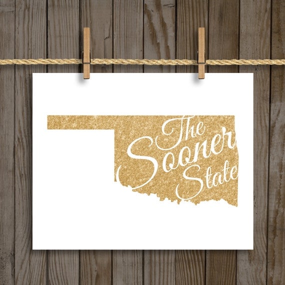 Gold Glitter Oklahoma Print State Nickname The by
