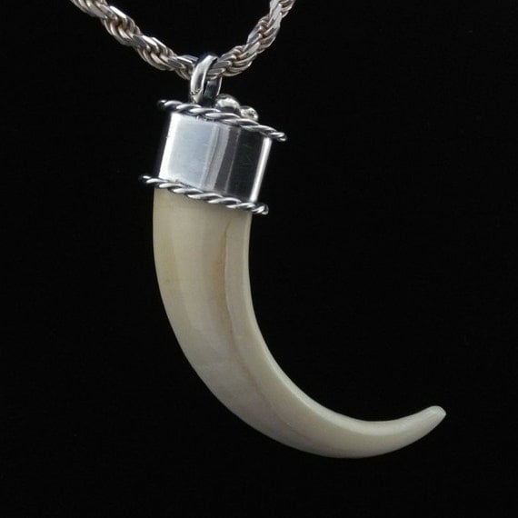 Wild Boar Tusk Pendant by WoodwindSilverstone on Etsy