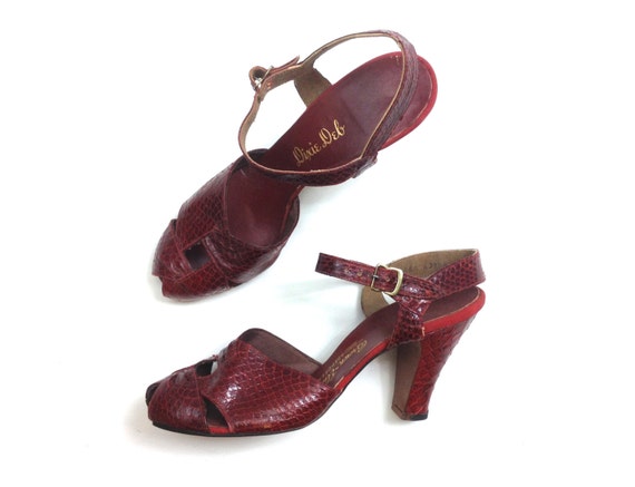 wine colored open toe heels