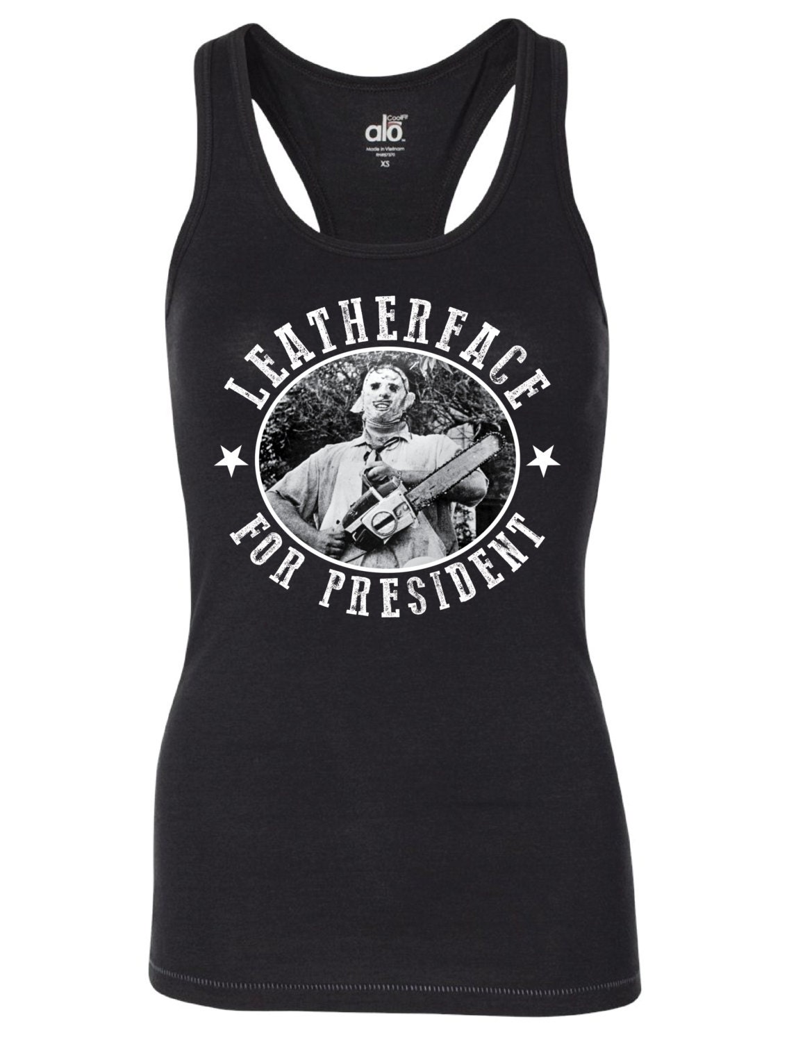 Leatherface for President Women's Black Racer Back by OverUrHead