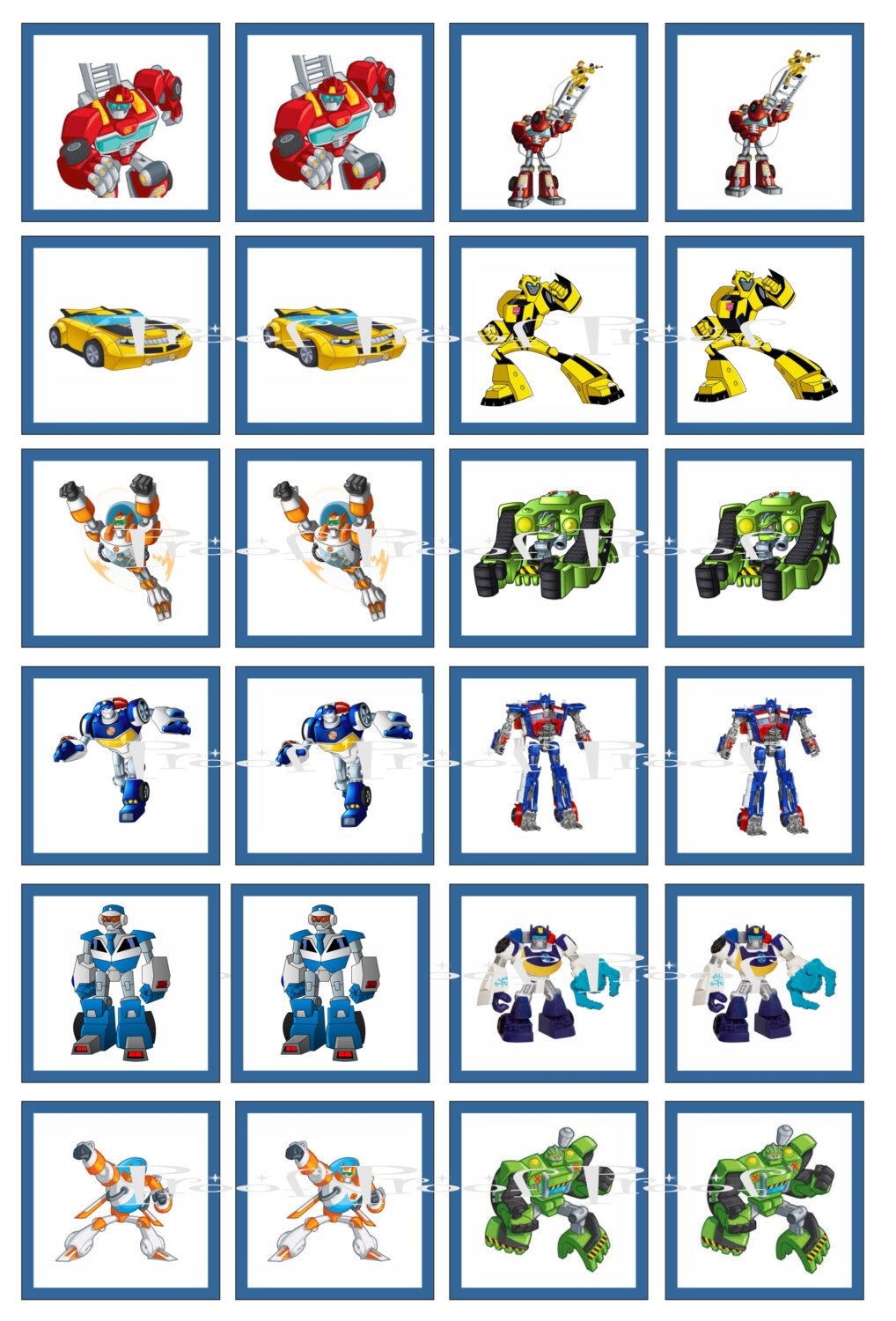 Transformers Rescue Bots Digital Memory Game Birthday Party
