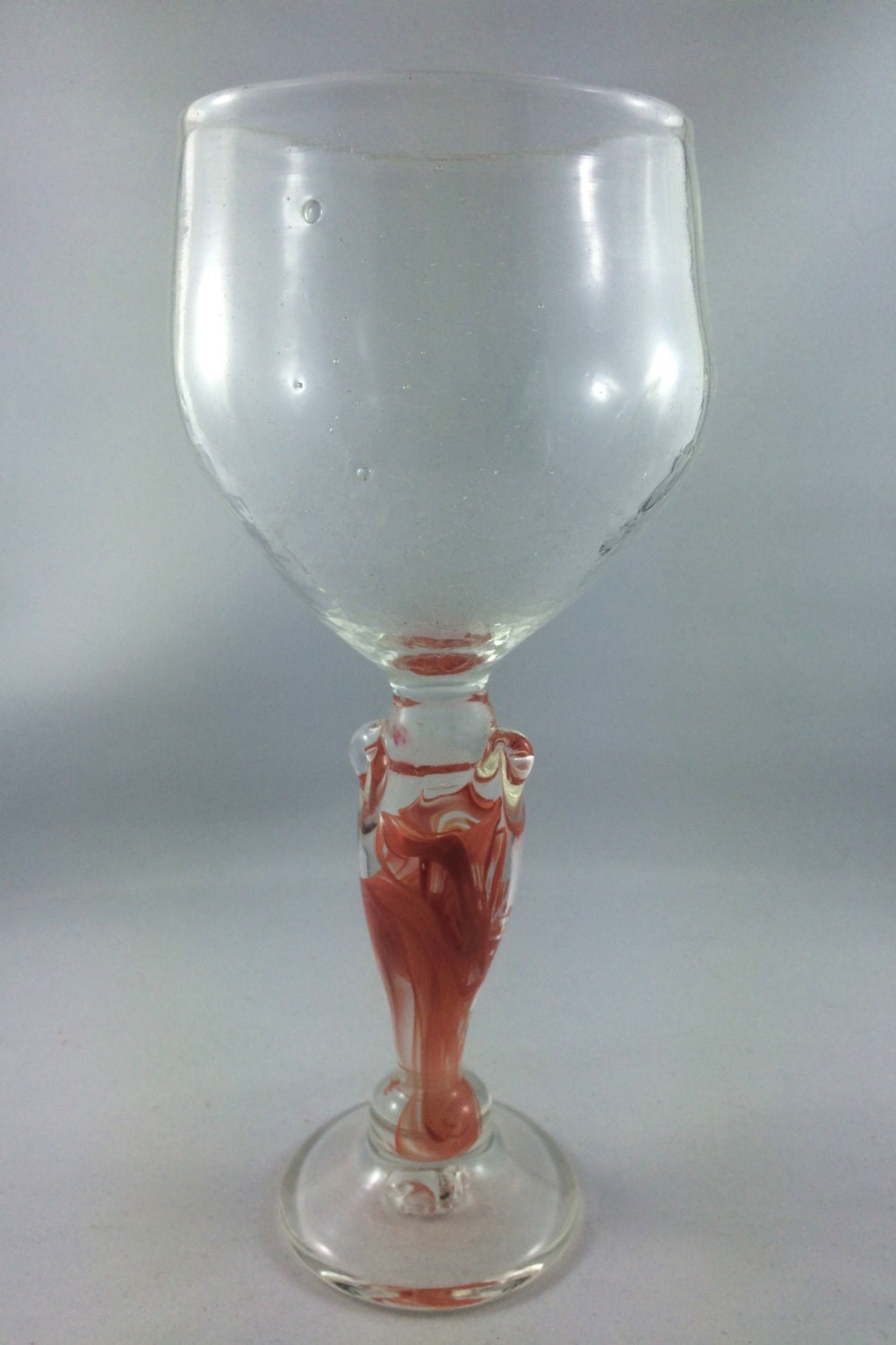 Big Fancy Vintage Glass Cup Large Cup with Red by PoppiesHouse