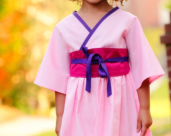Princess Mulan Costume -Toddler Birthday Outfit - Little Girl Clothes - Pink Boutique Outfit - Pants and Top - Kimono - sizes 2t to 7 years