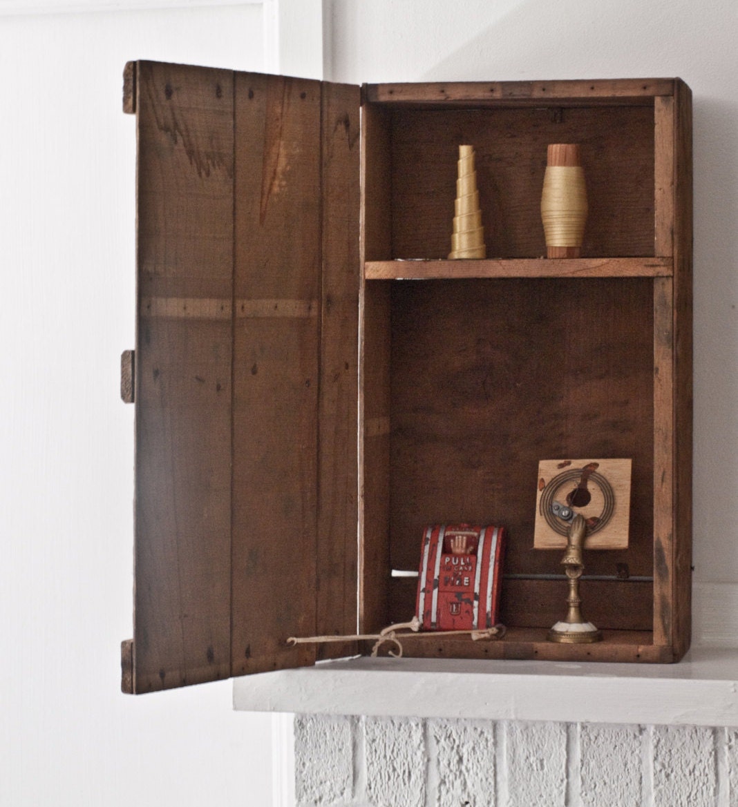 Folk Art Storage Cupboard / Solid Wood Hand Made / Barn Wood Haute Juice