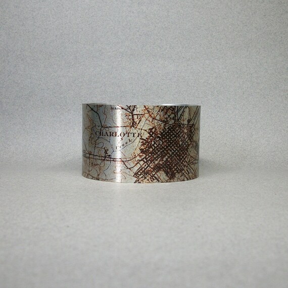 charlotte nc gifts unique North by Bracelet Carolina Cuff decembermoondesign Map Charlotte