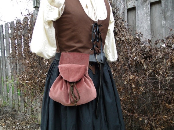 Renaissance Belt Bag Womens Medieval Purse Plum by FolkOfTheWood