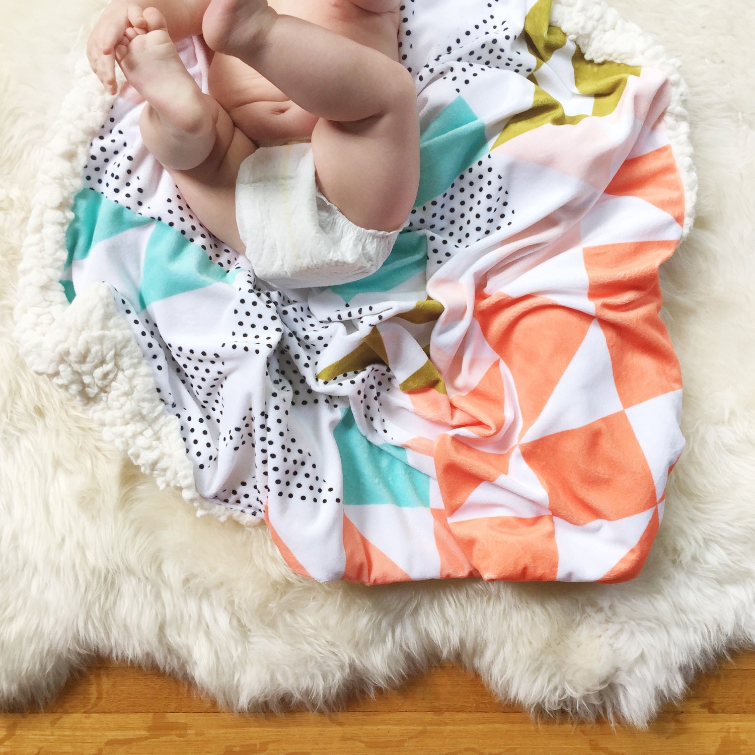 Baby Blanket Coral Kaleidoscope. The Cloud Blanket. Faux Fur