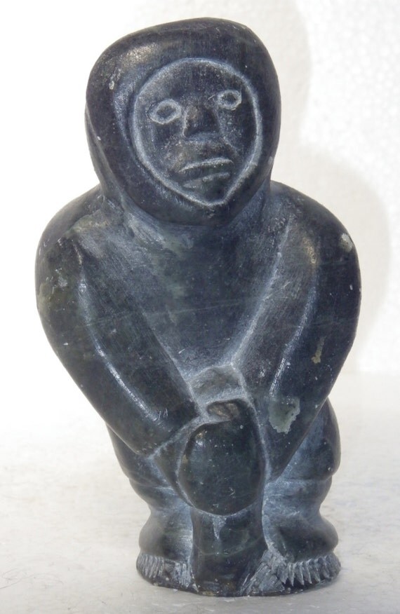 Inuit Eskimo Art carving soapstone INUK Adamie by MANITOUARTS