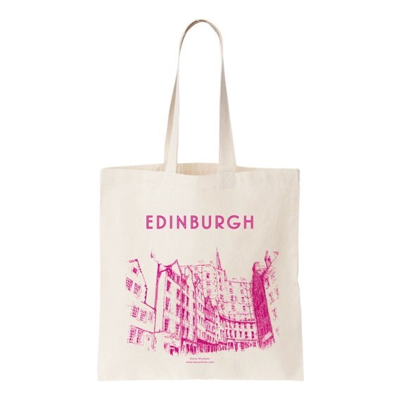 edinburgh silk Edinburgh 'Victoria  printed  Bag Street' Tote  silk screen Cotton by