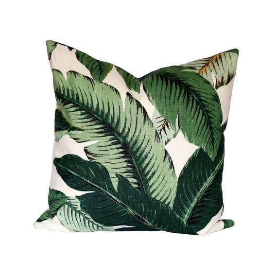 Banana Palm Linen Pillow Cover Banana leaves decorative
