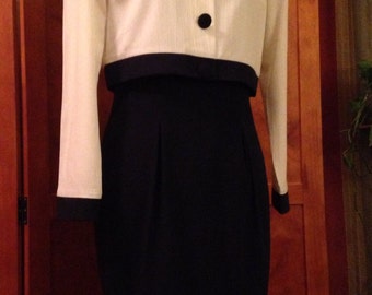 Eighties Black and White Suit Dress
