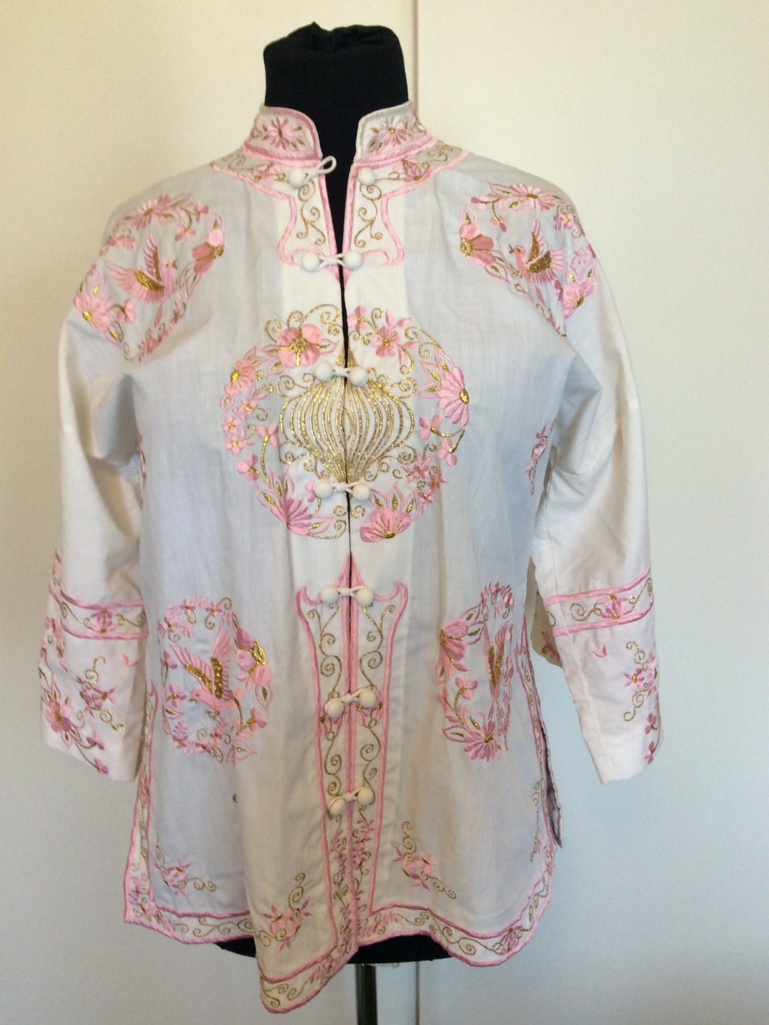 Vintage Chinese Embroidered Blouse Large