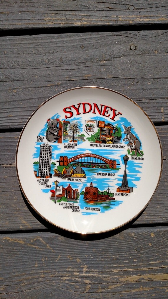 Sydney Australia Souvenir Plate w/ Gold Edge Vintage by awesome80s