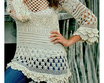 Crochet tunic PATTERN for sizes S-2XL, detailed tutorial in ENGLISH (every row), beach crochet tunic PATTERN, designer crochet tunic pattern
