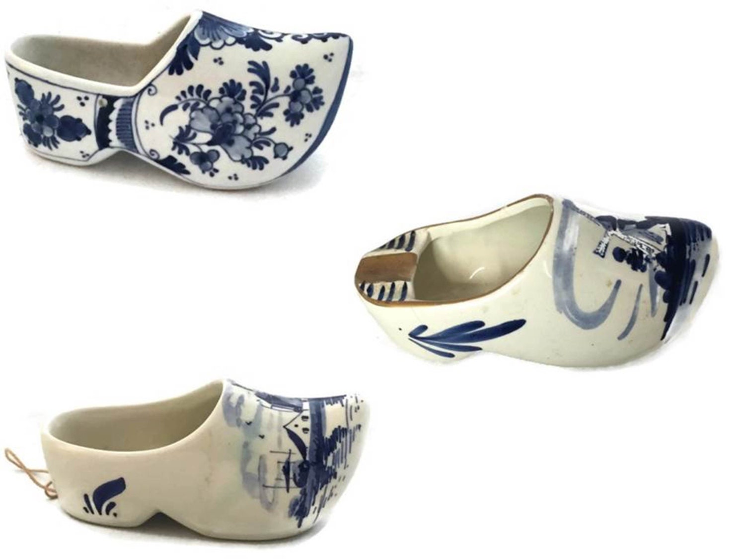 Vintage Delft Hand Painted Ceramic Dutch Shoe by Vintage Delft Hand Painted Ceramic Dutch Shoe by